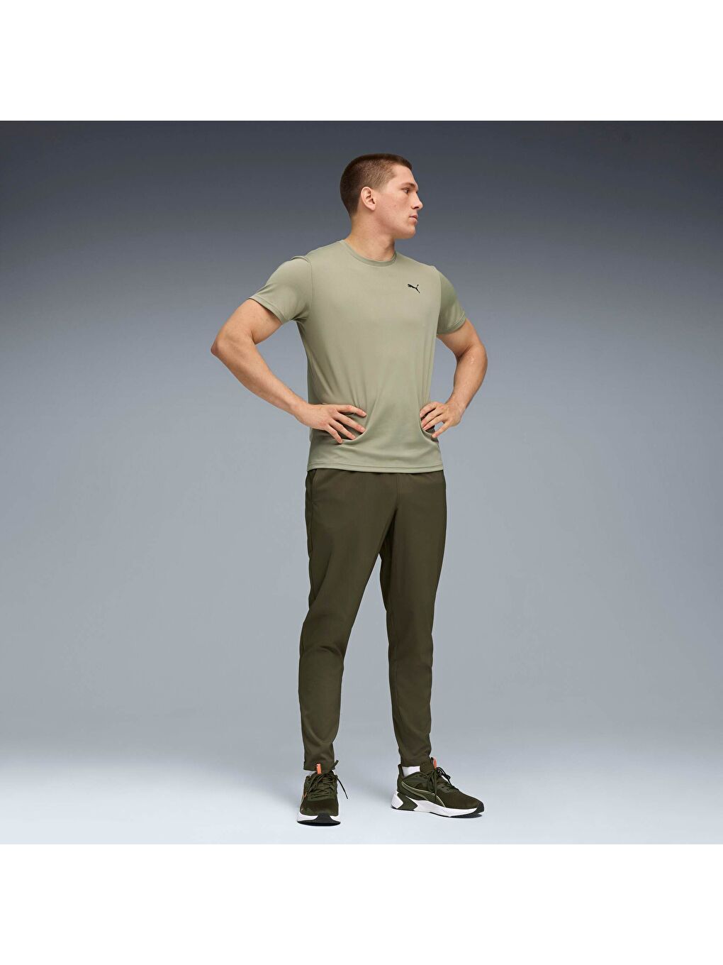 Yeşil TAD ESSENTIALS Erkek Dokuma Dar Paçalı Eşofman Altı-1