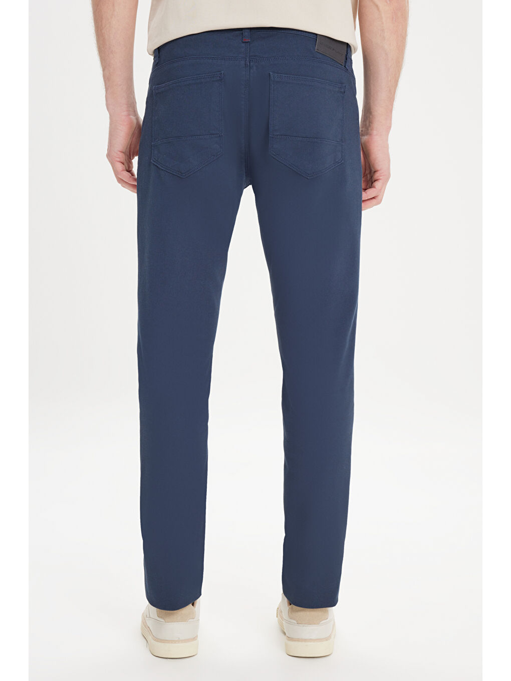Erkek Lacivert Slim Fit Dar Kesim 5 Cep Armürlü Esnek Pantolon-5