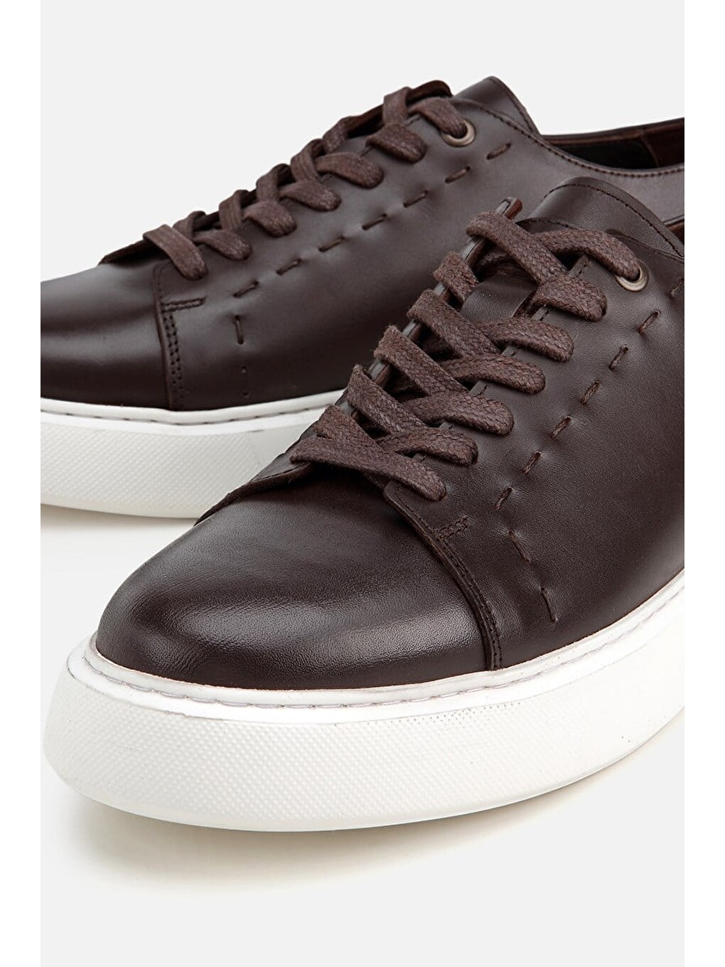 Erkek Kahverengi Bağcıklı Kalın Tabanlı Günlük Sneaker-3