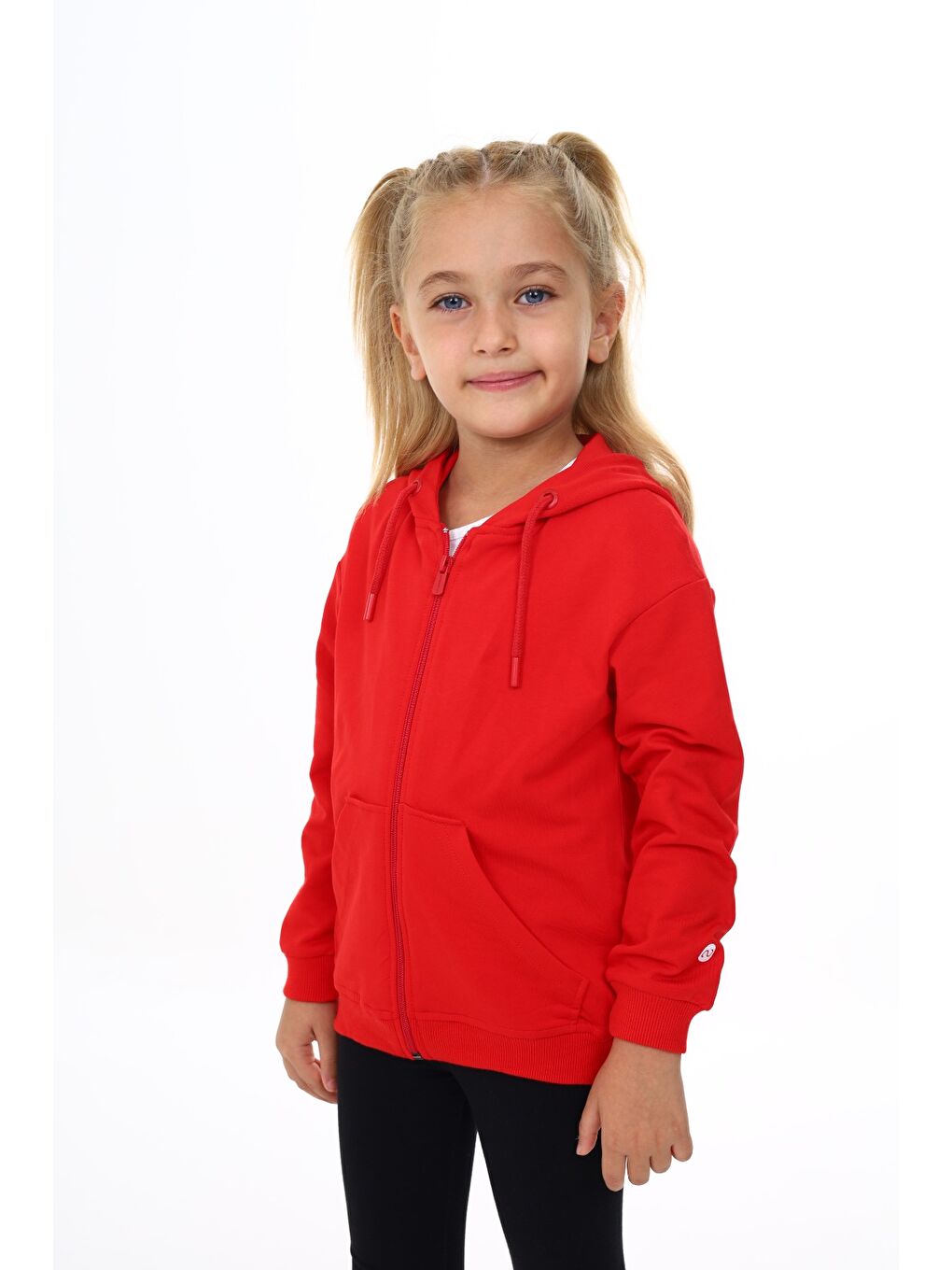 Toontoykids Kırmızı Kız Çocuk Baskılı Fermuarlı Sweatshirt