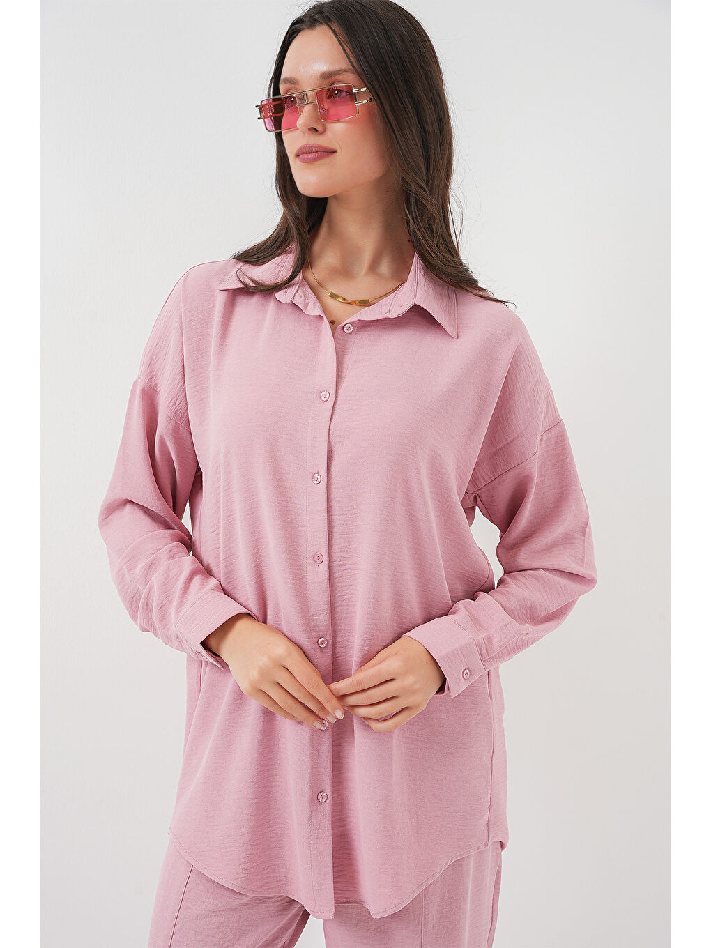Pembe 6593 Oversize İkili Takım - Pudra-1