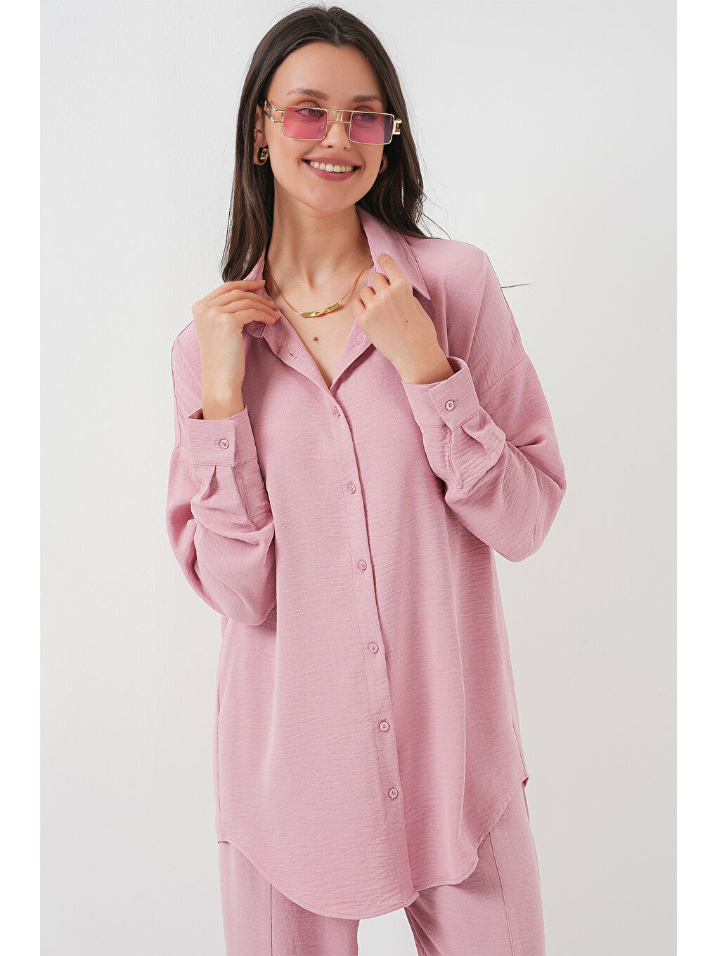 Pembe 6593 Oversize İkili Takım - Pudra-3