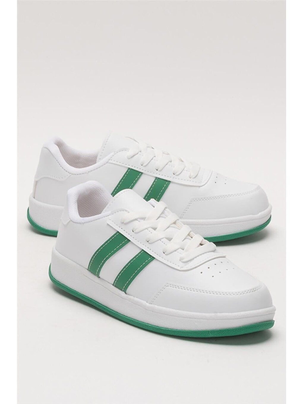 Unisex Düz Hafif Taban Günlük Sneaker Ayakkabı Beyaz - Yeşİl-1
