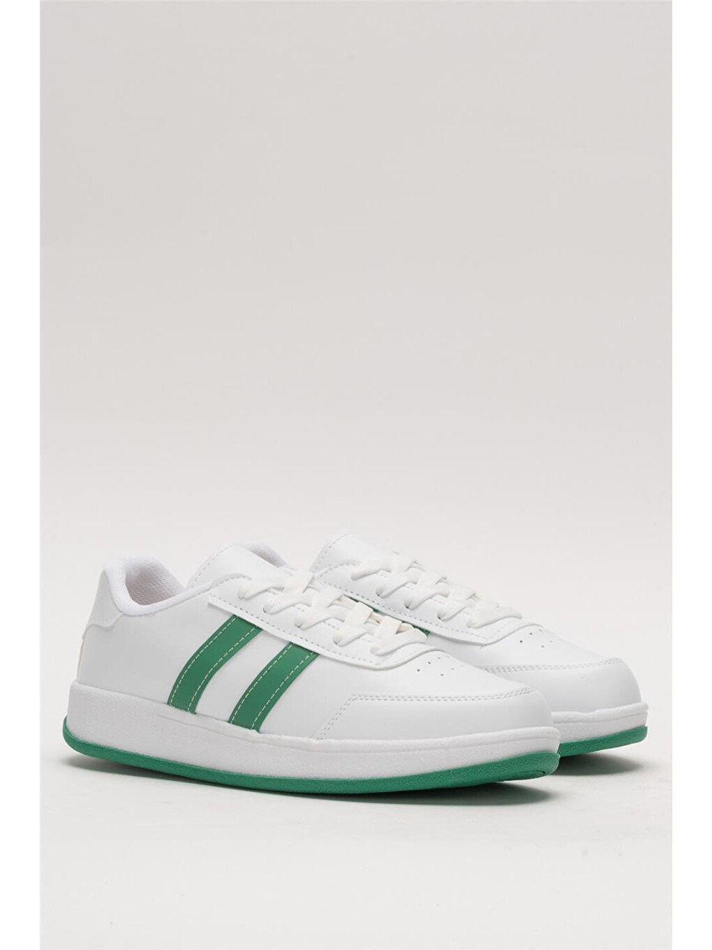 Unisex Düz Hafif Taban Günlük Sneaker Ayakkabı Beyaz - Yeşİl-2