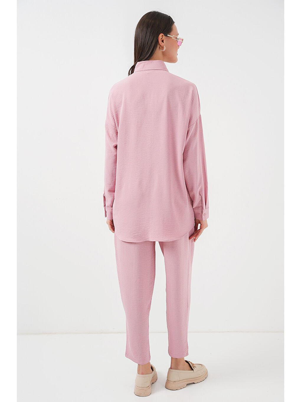 Pembe 6593 Oversize İkili Takım - Pudra-5