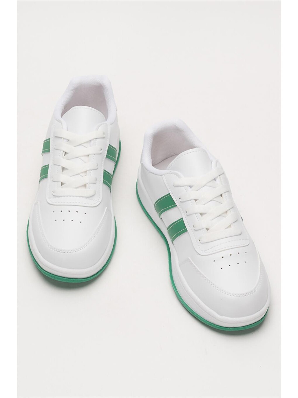 Unisex Düz Hafif Taban Günlük Sneaker Ayakkabı Beyaz - Yeşİl-5