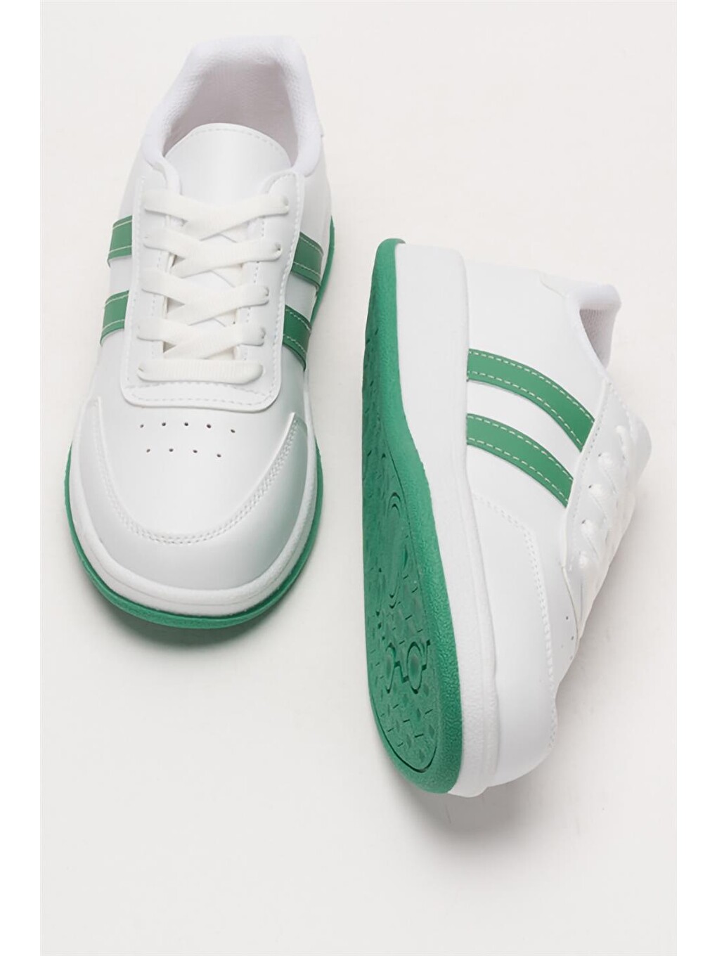 Unisex Düz Hafif Taban Günlük Sneaker Ayakkabı Beyaz - Yeşİl-6
