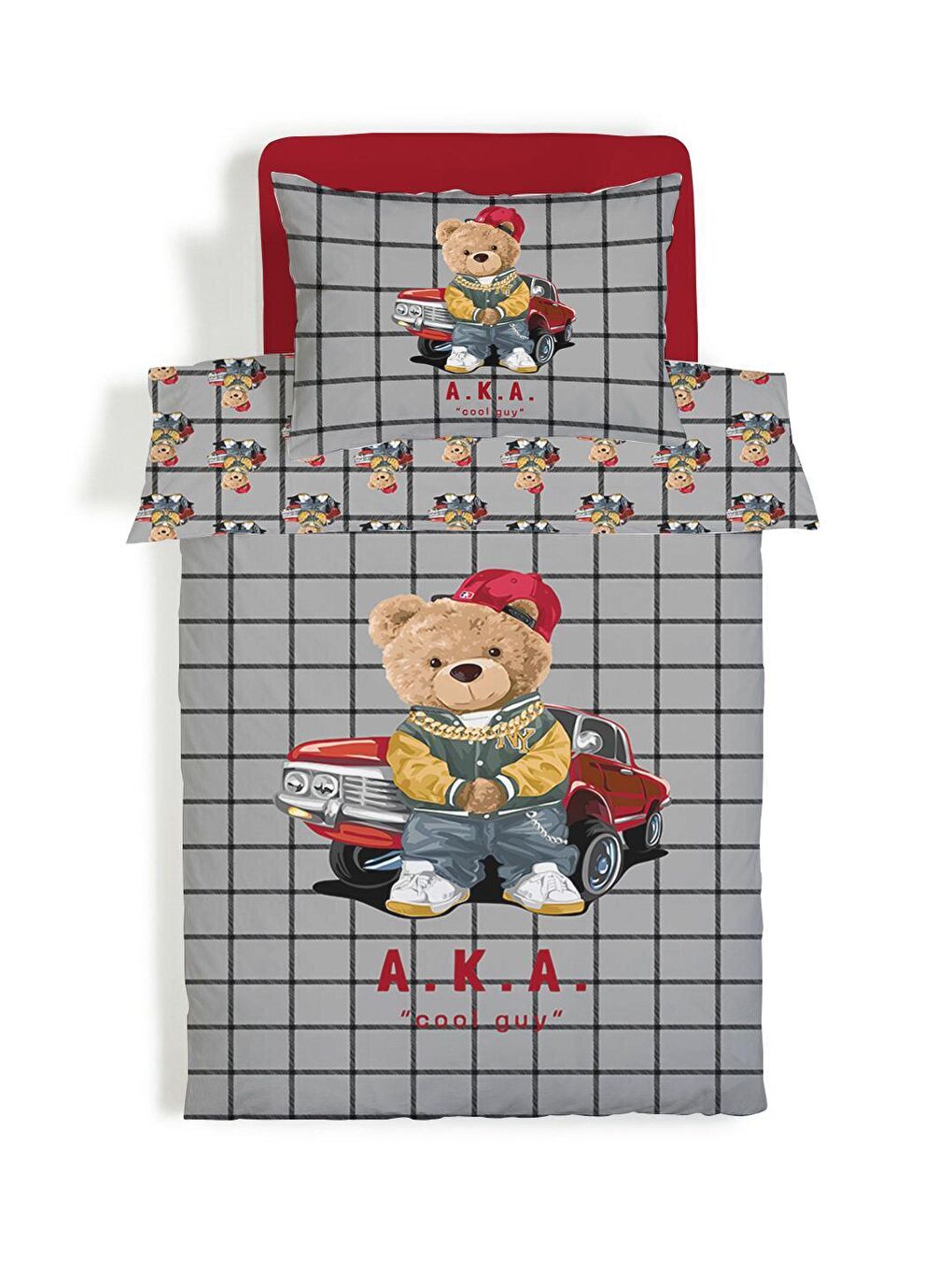 EVMİLA Karışık Çift Taraflı Teddy Araba Desenli Çarşafsız 2'li Takım Baskılı Tek Kişilik Nevresim Takımı 160x220 Cm - 1