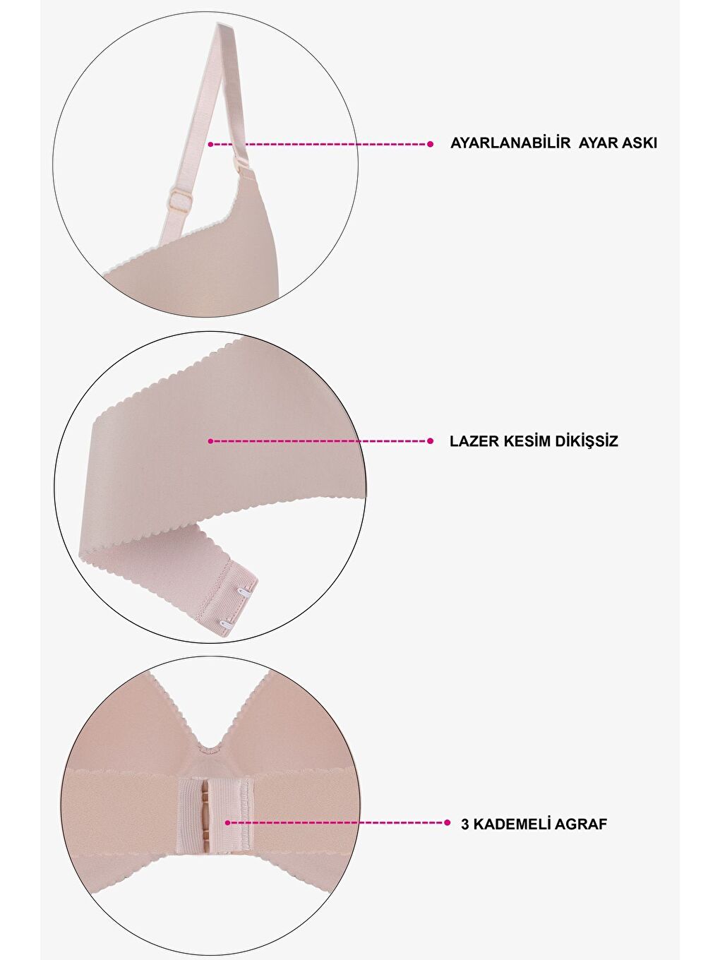 Ekru Kadın Seamless - Lazer Kesim Dikişsiz Push Up Ten Sütyen-4