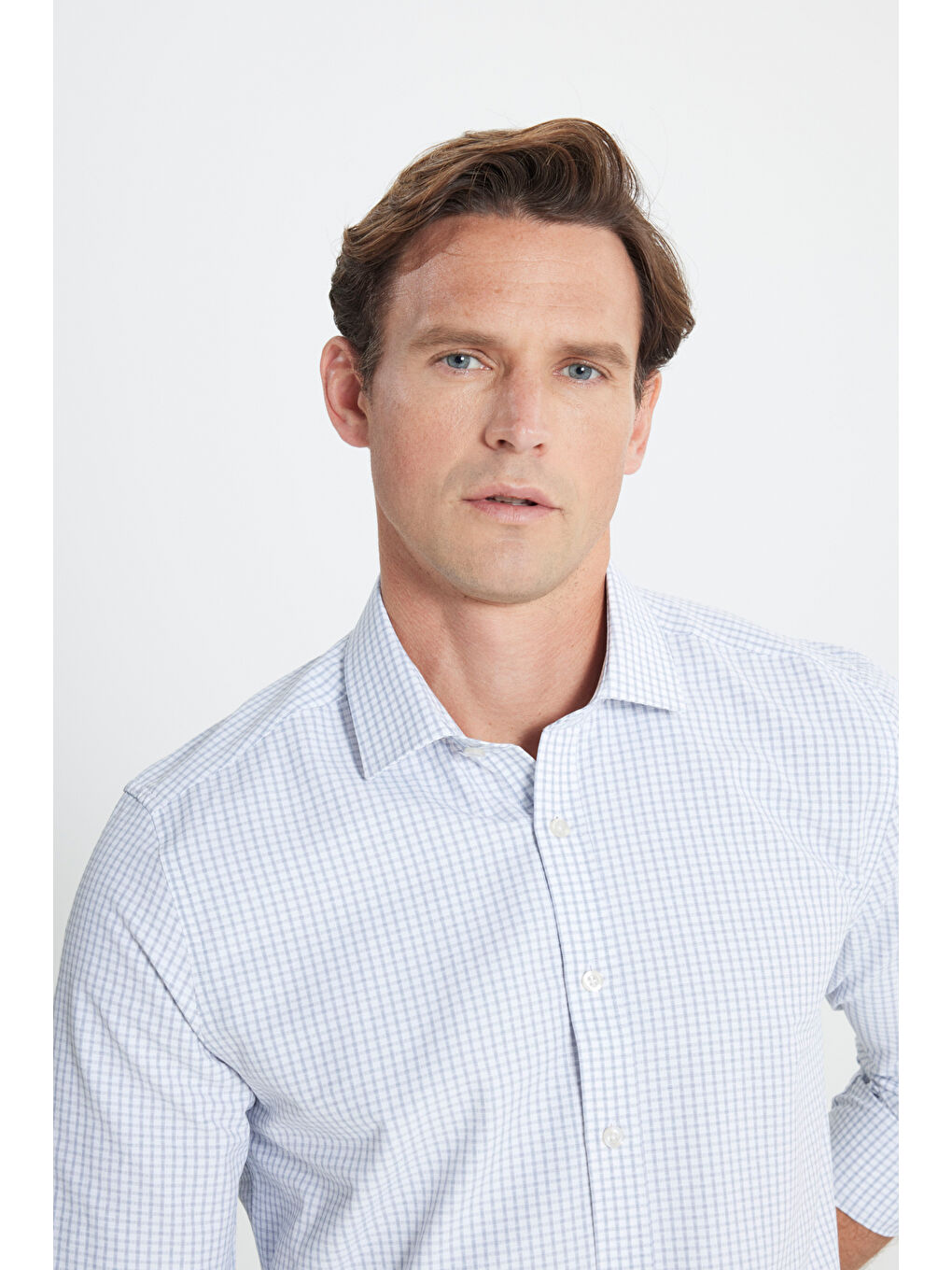 Mavi Erkek Beyaz Mint Pamuklu Oxford Slim Fit Dar Kesim Klasik Yaka Armürlü Gömlek-3