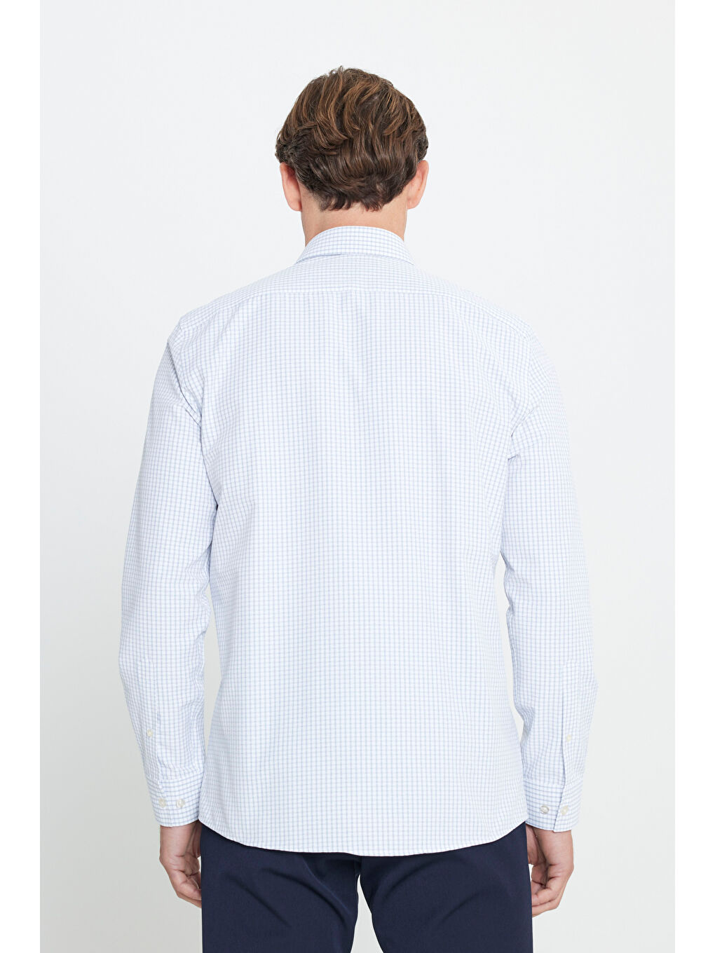 Mavi Erkek Beyaz Mint Pamuklu Oxford Slim Fit Dar Kesim Klasik Yaka Armürlü Gömlek-4