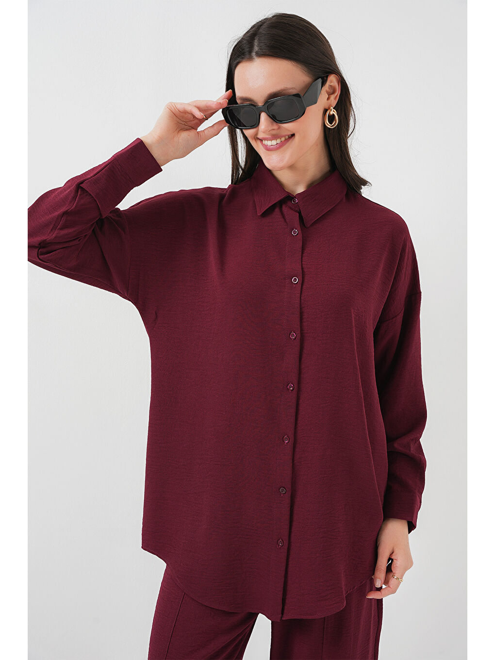 6593 Oversize İkili Takım - Bordo-1