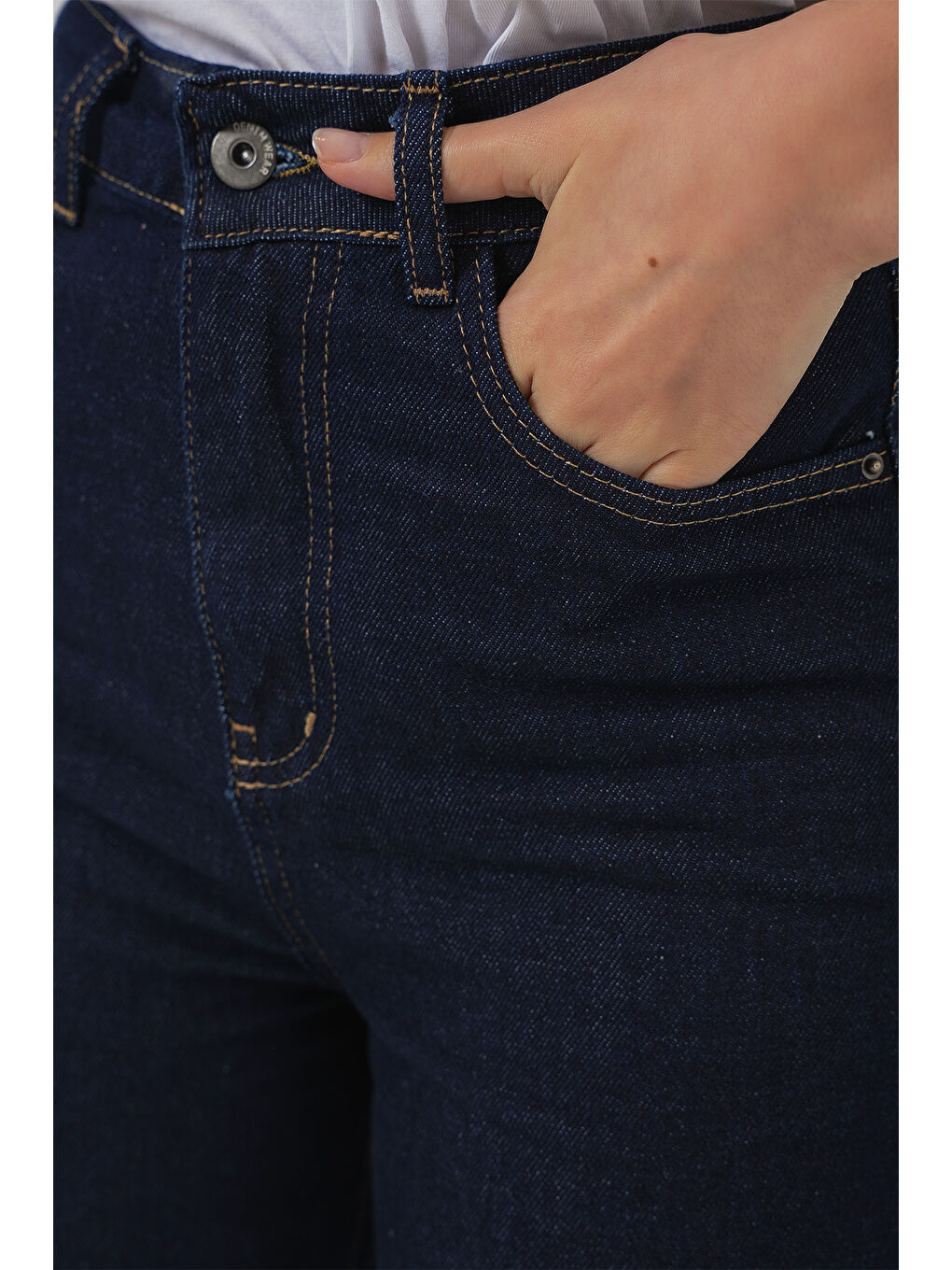 Kadın Bol Paça Yüksek Bel Palazzo Jean Pantolon 6656   K  Lacivert-4