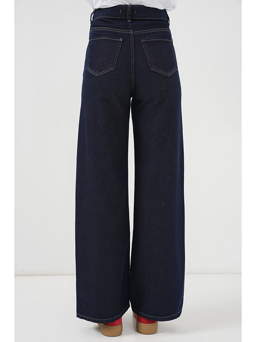 Kadın Bol Paça Yüksek Bel Palazzo Jean Pantolon 6656   K  Lacivert-5