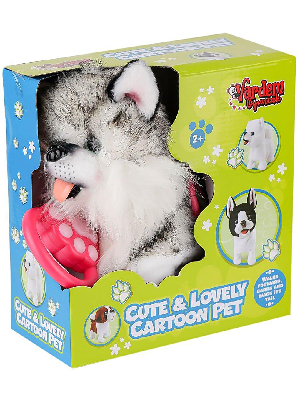 Pelüş Tasmalı Yürüyen Husky Siyah