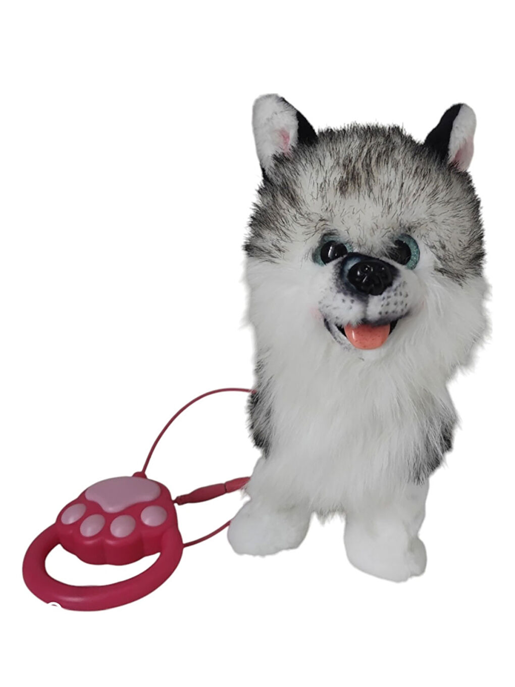 Pelüş Tasmalı Yürüyen Husky Siyah-1