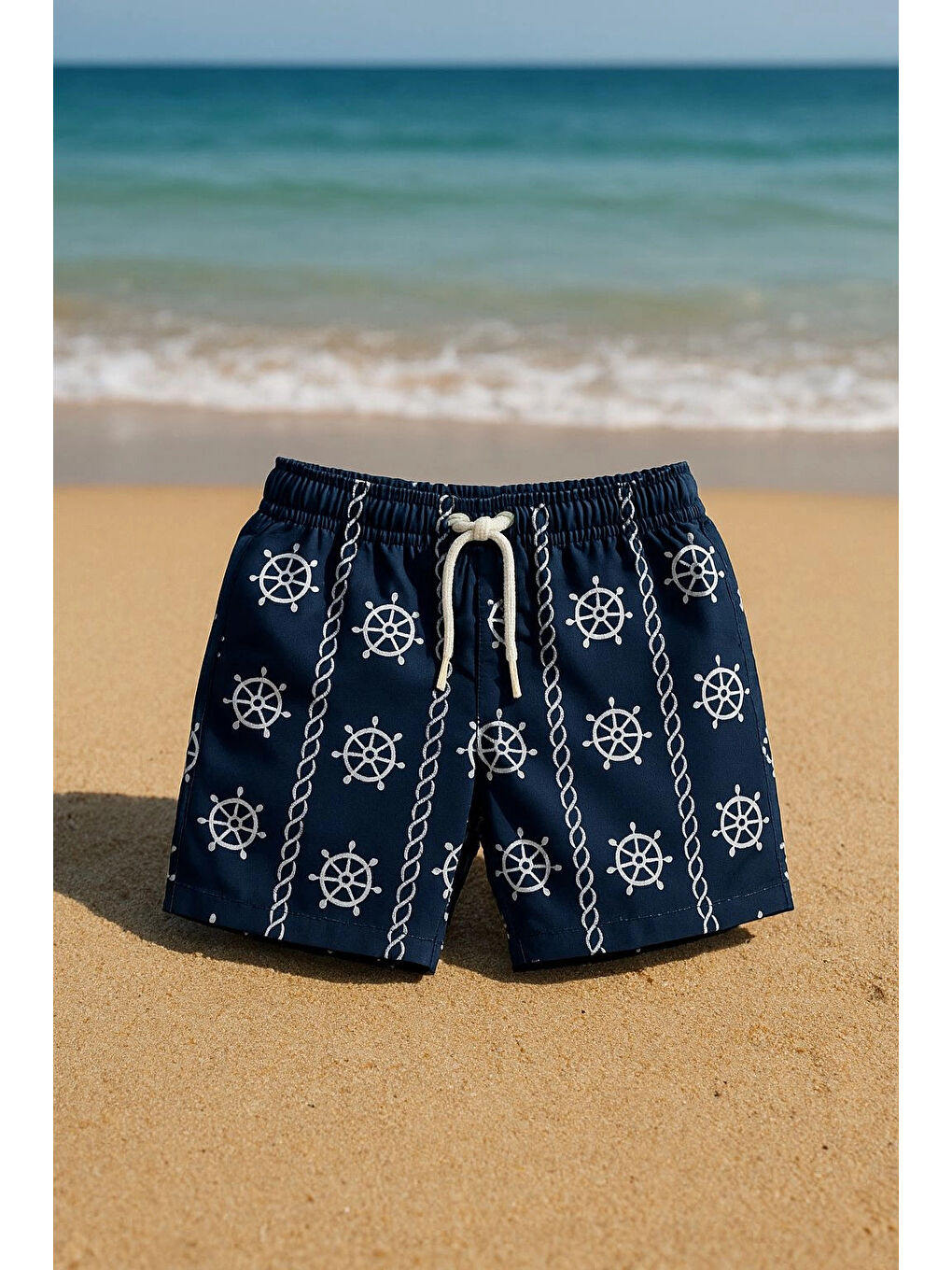 Lacivert Erkek Çocuk Desenli Deniz Şortu 50501-1