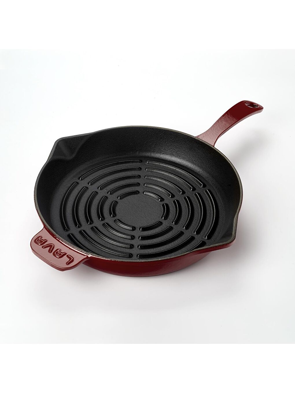 Bordo Yuvarlak Izgara Tava Döküm Demir Yekpare Saplı Radyal Dokulu İç Yüzey Çap(Ø)28cm.-1