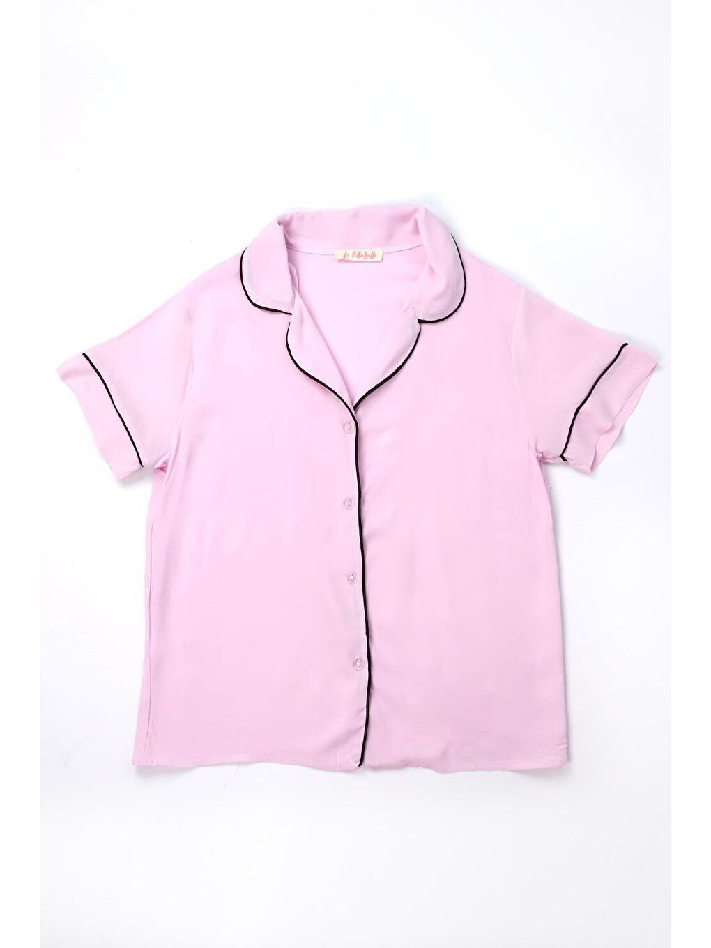 Açık Pembe Biyeli Kadın Şortlu Pijama Takımı-1