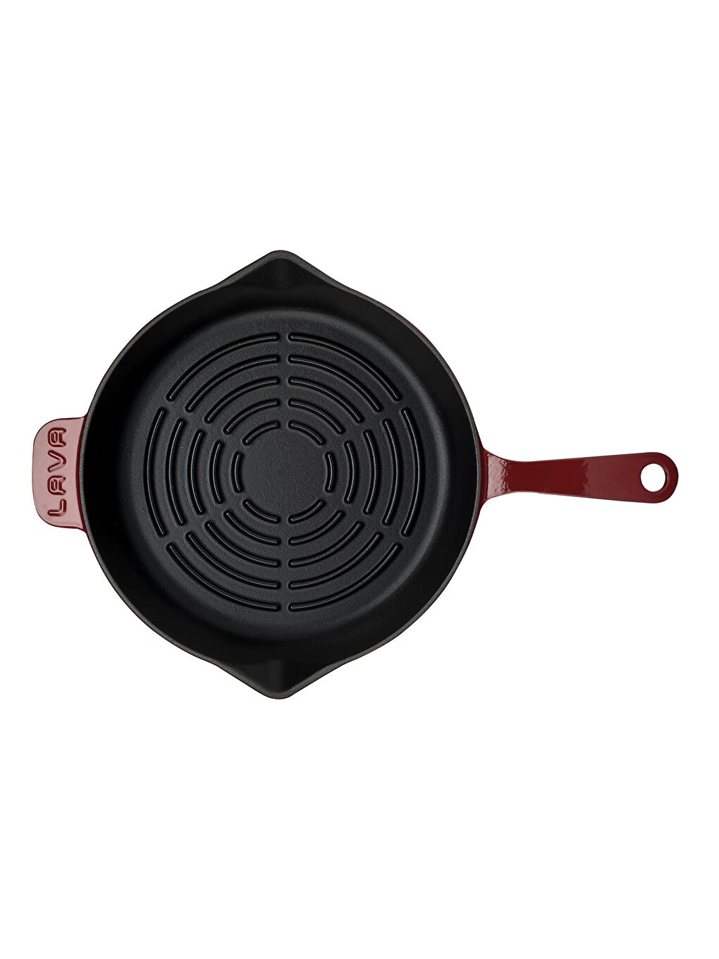 Bordo Yuvarlak Izgara Tava Döküm Demir Yekpare Saplı Radyal Dokulu İç Yüzey Çap(Ø)28cm.-2