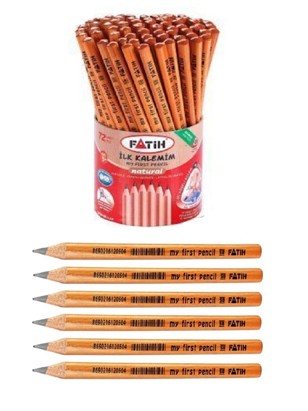 Fatih İlk Kalemim Jumbo Üçgen Başlangıç Kalemi Natural 6 Adet