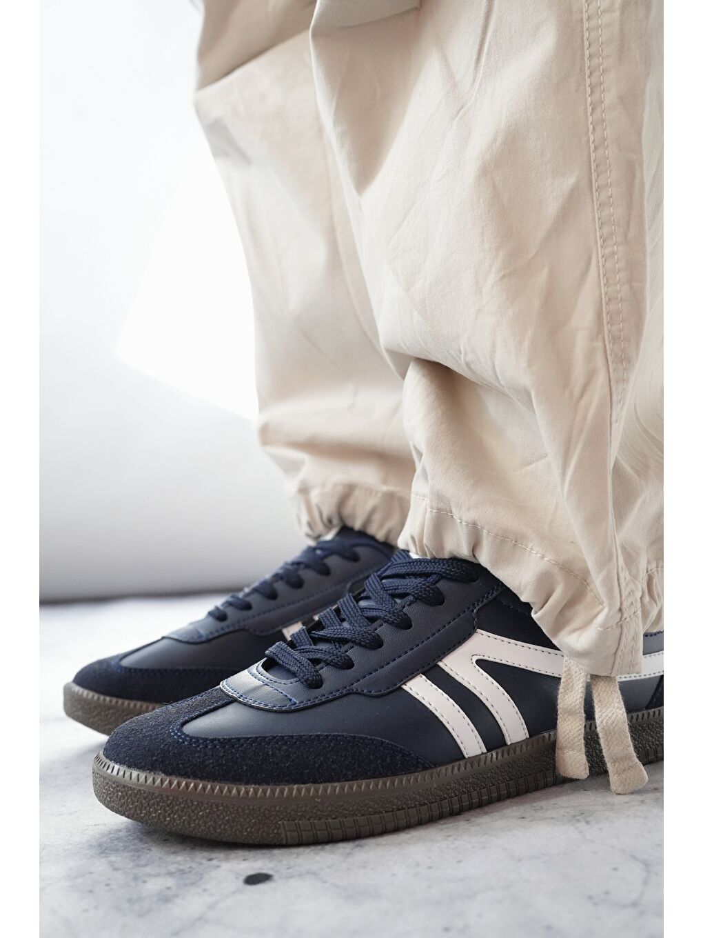 Lacivert GARCİA Unisex Ortopedik Günlük Bağcıklı Yürüyüş Koşu Sneaker Spor Ayakkabı-1