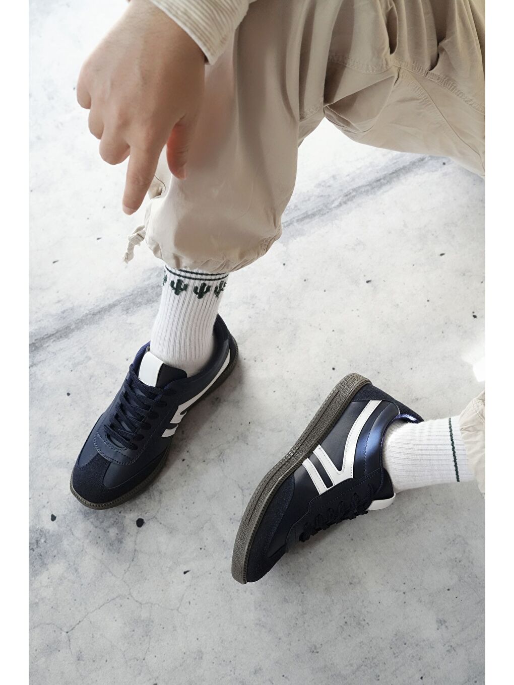 Lacivert GARCİA Unisex Ortopedik Günlük Bağcıklı Yürüyüş Koşu Sneaker Spor Ayakkabı-3