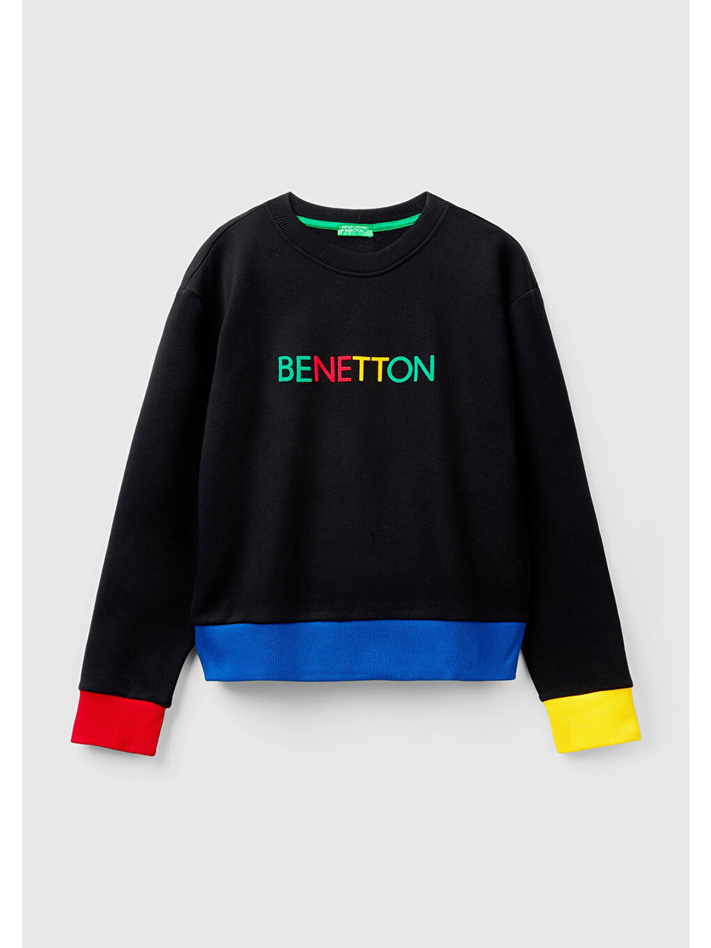 Kadın Siyah %100 Pamuk  Yazılı Bisiklet Yaka Sweatshirt-1