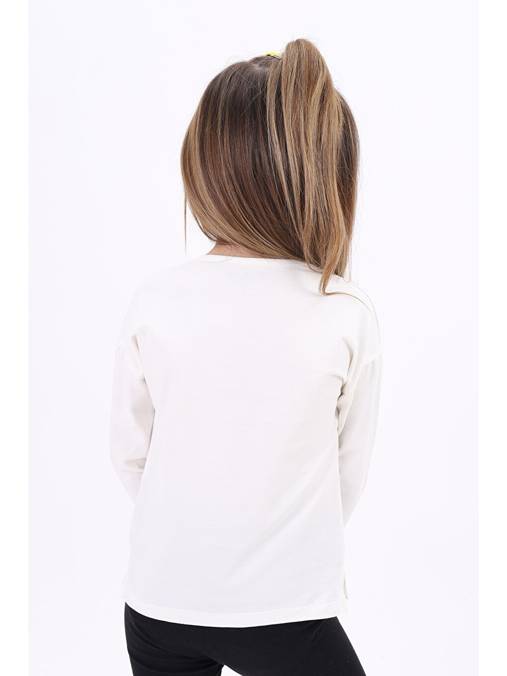 Ekru Kız Çocuk Nakışlı Tişört-2