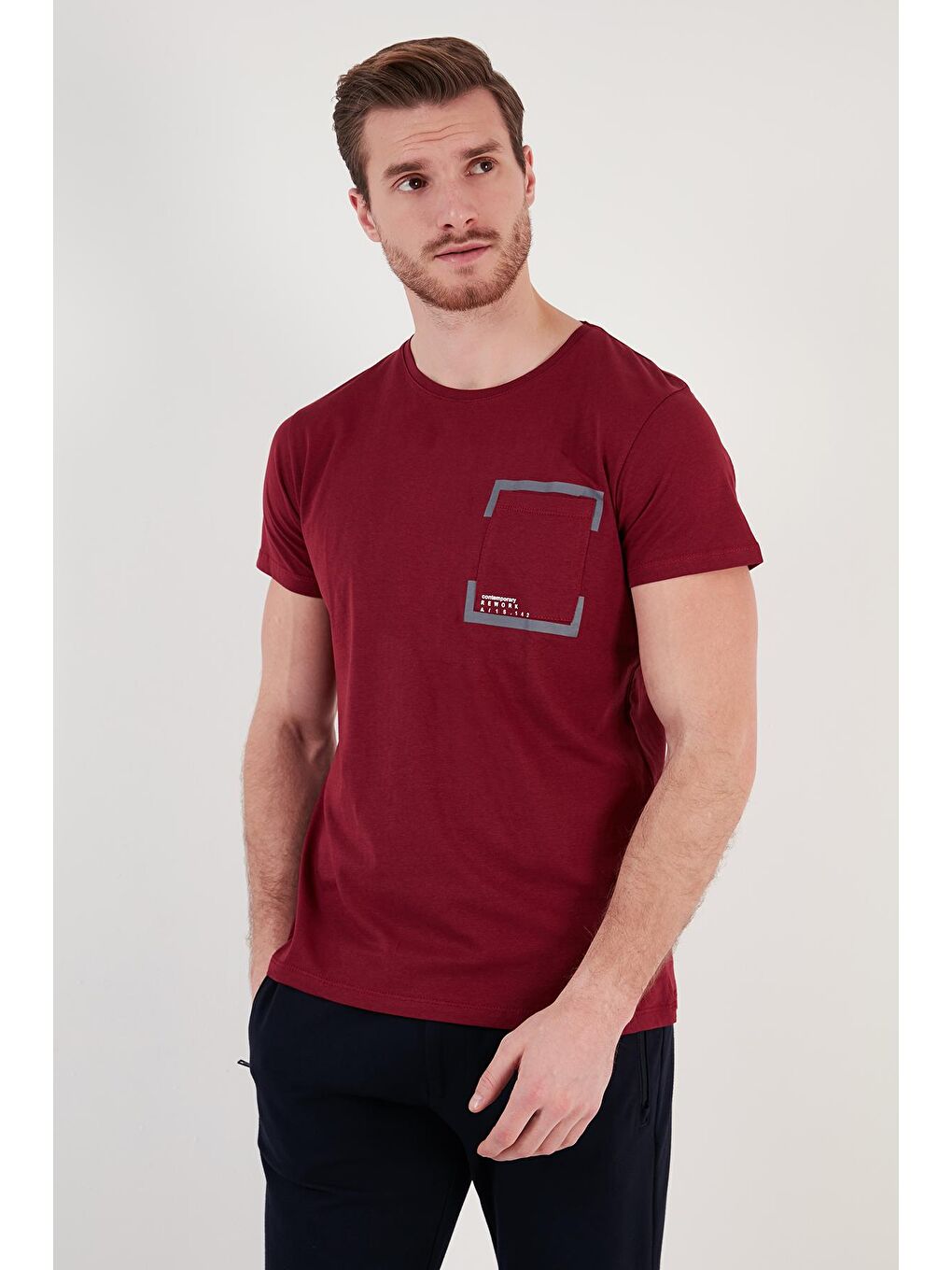 Buratti Bordo Bisiklet Yaka % 100 Pamuklu Slim Fit T Shirt 541REWORK