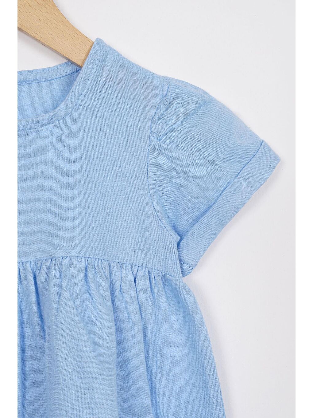 Mavi Bisiklet Yaka Şapka Aksesuarlı Kız Çocuk Elbise-1