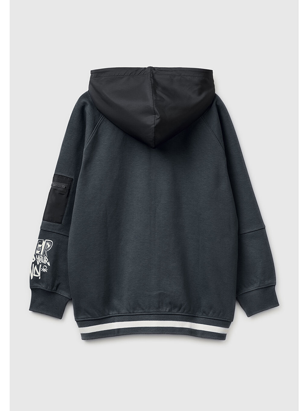 Erkek Çocuk Antrasit Cep Detaylı Fermuarlı Kapüşonlu Sweatshirt-1