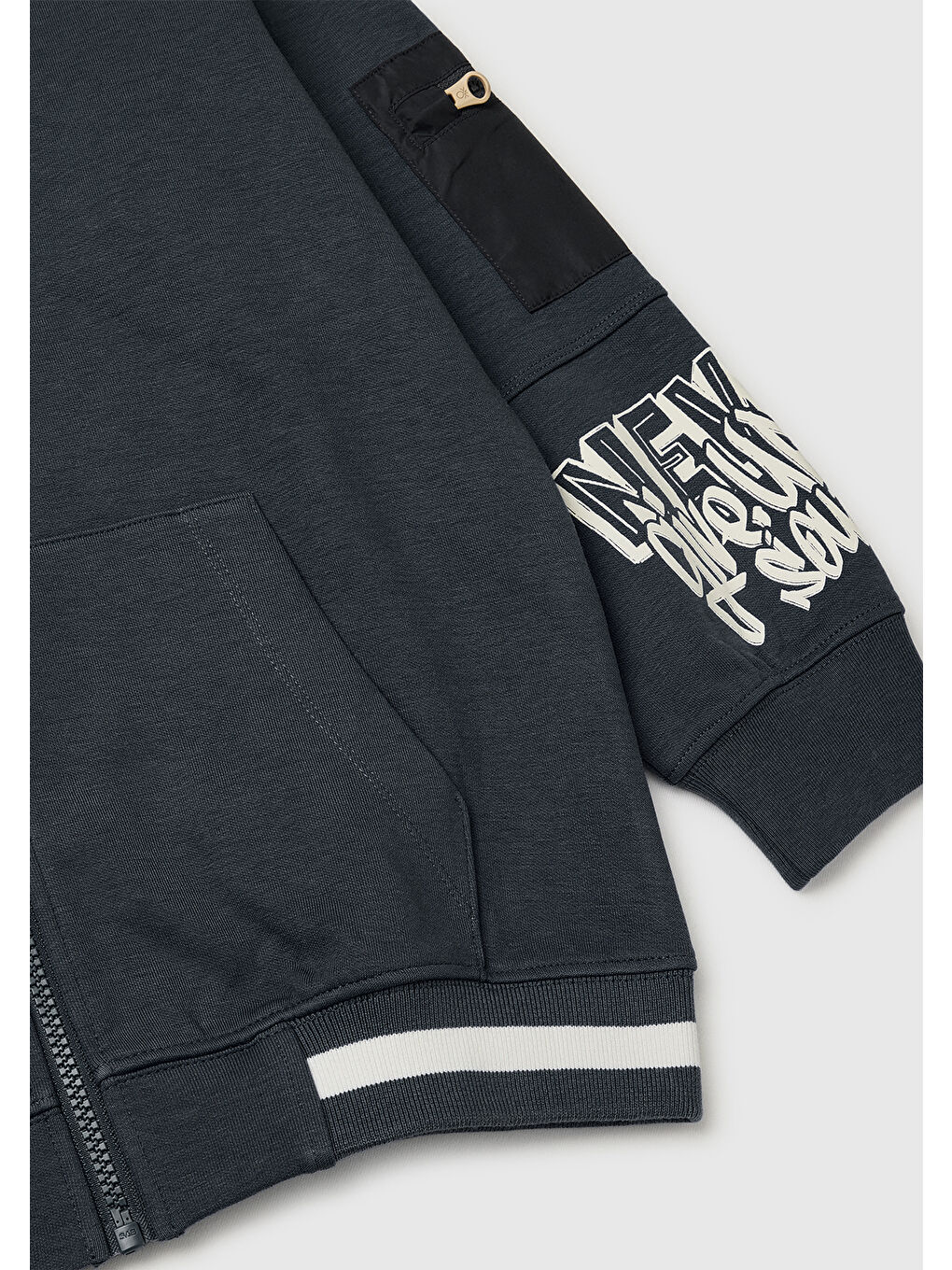 Erkek Çocuk Antrasit Cep Detaylı Fermuarlı Kapüşonlu Sweatshirt-2