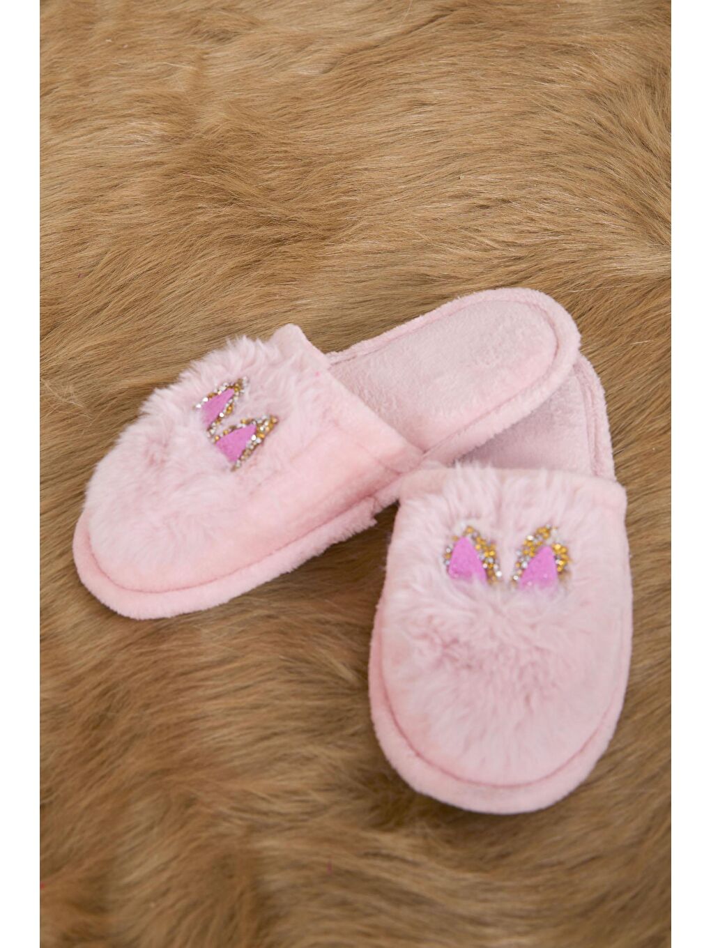 Kadın Pembe Taşlı Ev Terliği - 23332-1