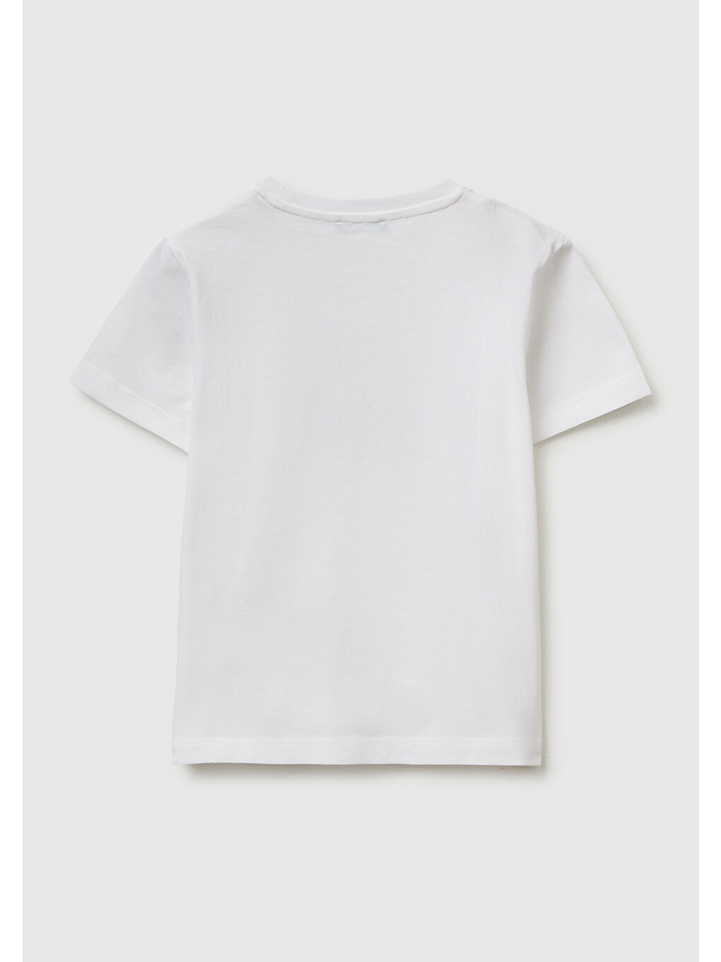 Erkek Çocuk Beyaz Önü Logo Baskılı Yuvarlak Yaka T-Shirt-1
