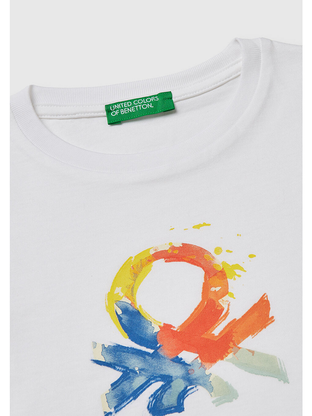Erkek Çocuk Beyaz Önü Logo Baskılı Yuvarlak Yaka T-Shirt-2
