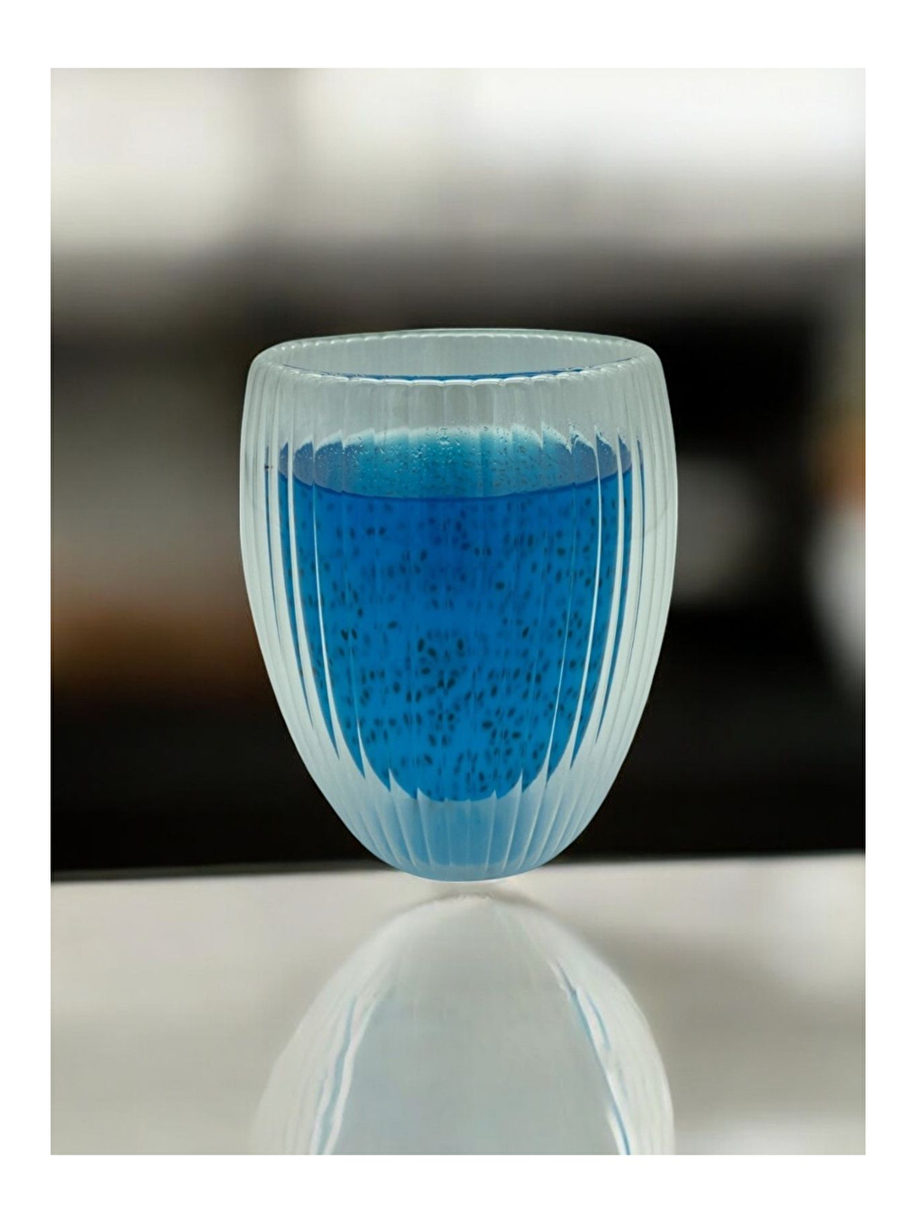 Renksiz Çift Cidarlı Çizgili Cam 300 ml Bardak Seti 6 Adet-1