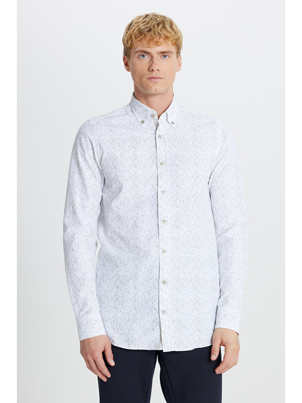 Erkek Beyaz-Haki Gömlek