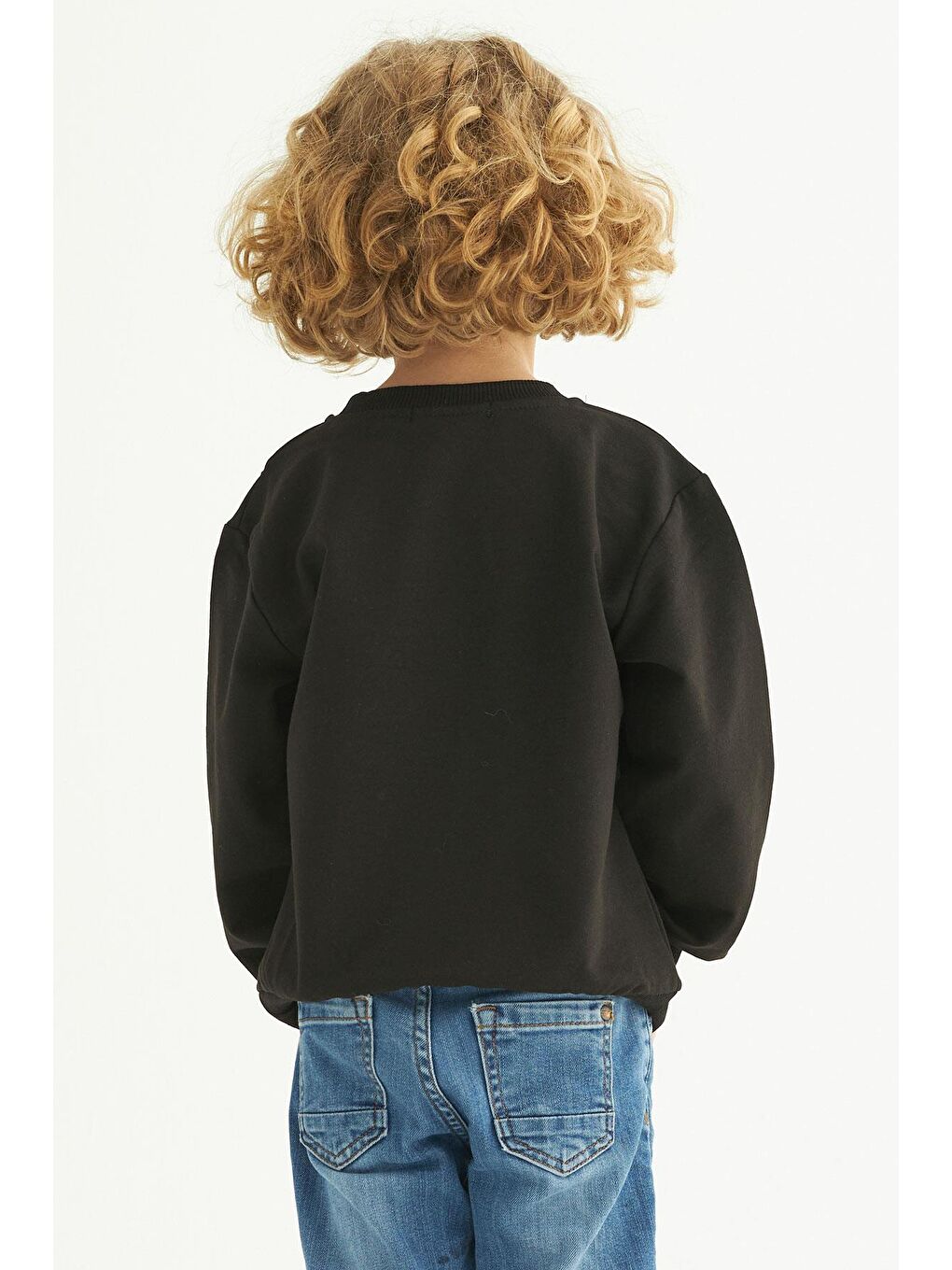 Siyah Bisiklet Yaka Weekend Feel Baskılı Erkek Çocuk Sweatshirt-4