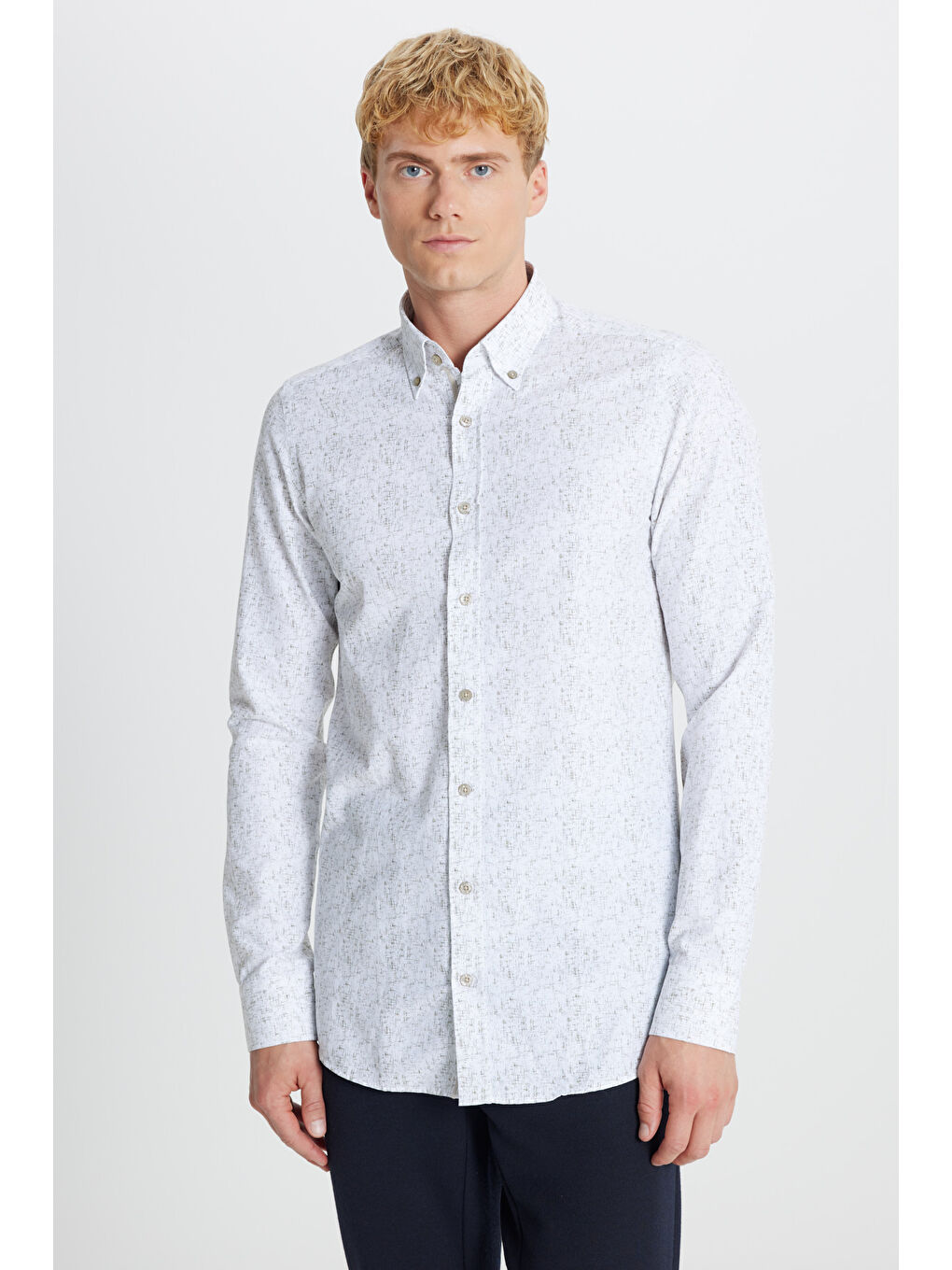 Erkek Beyaz-Haki Gömlek-2