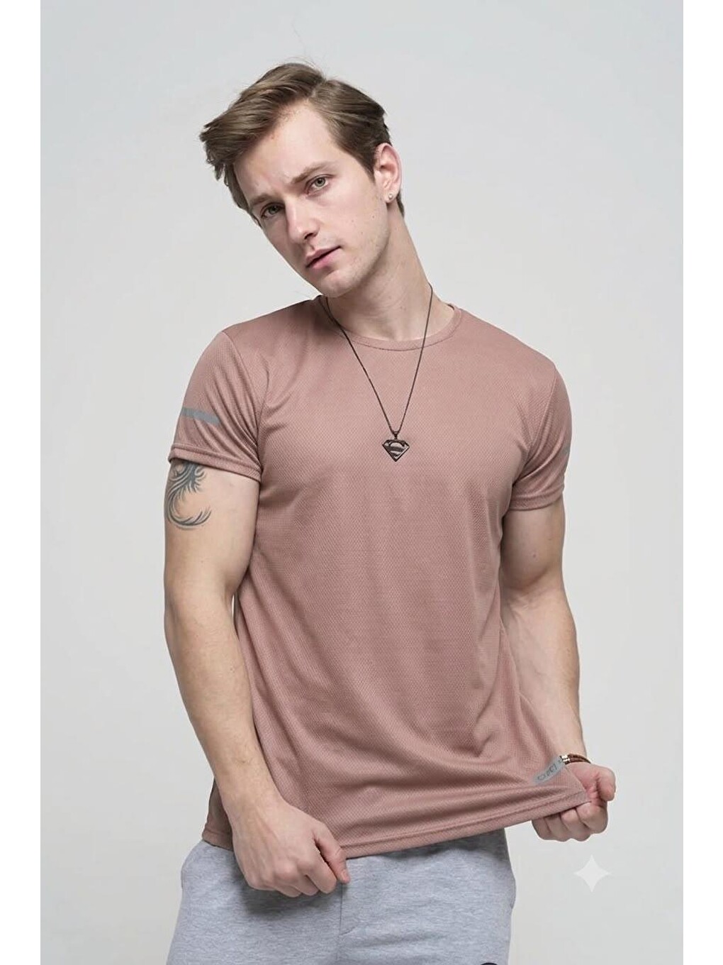 Ekru Cappi Mikro Polyester Slim Fit Perform Antrenman Sporcu Erkek Tshirt-1