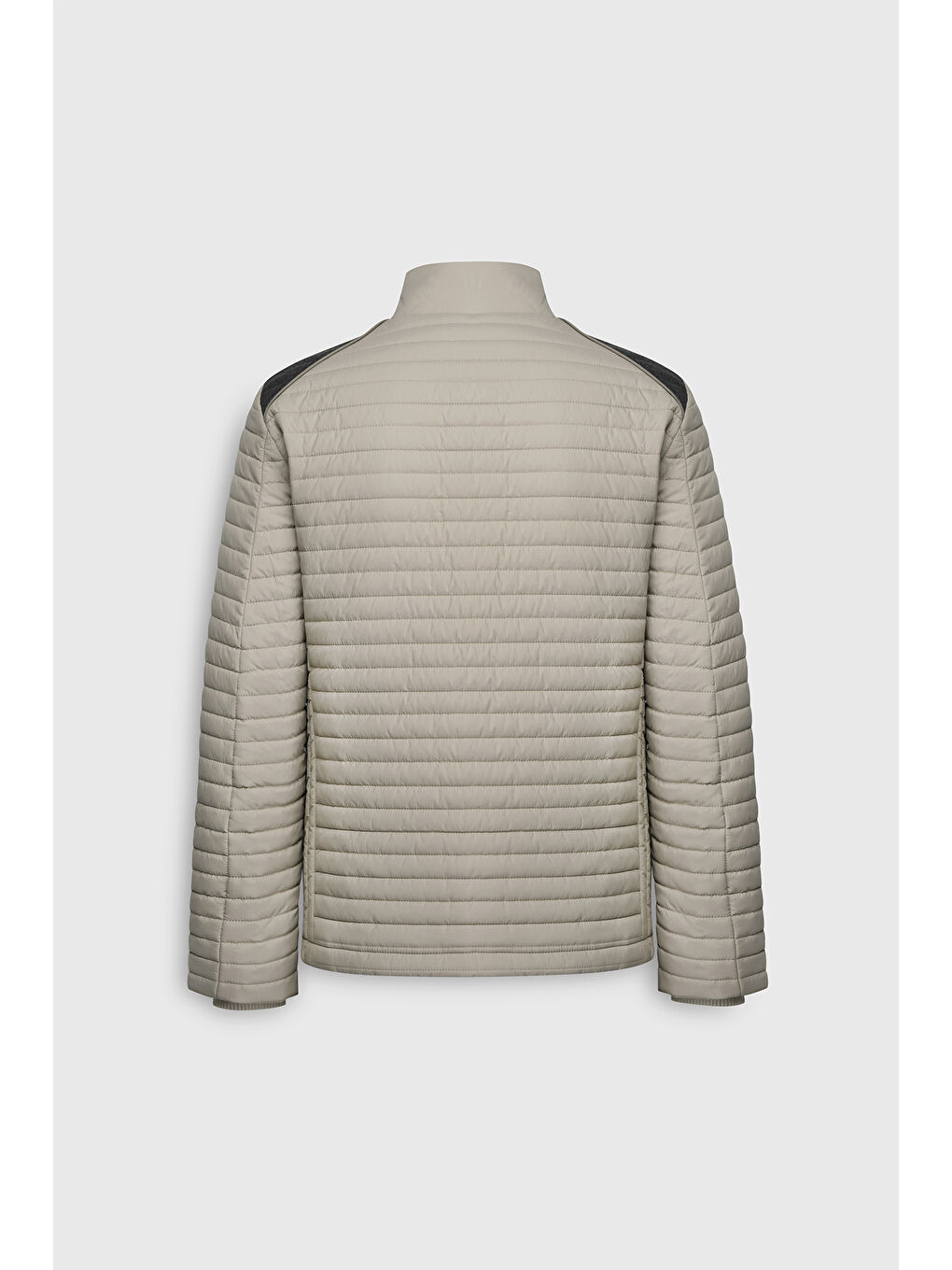 Erkek Bej Standart Fit Normal Kesim Kapitone Desenli Dik Yaka Fermuarlı Yan Cep Şişme Mont-10