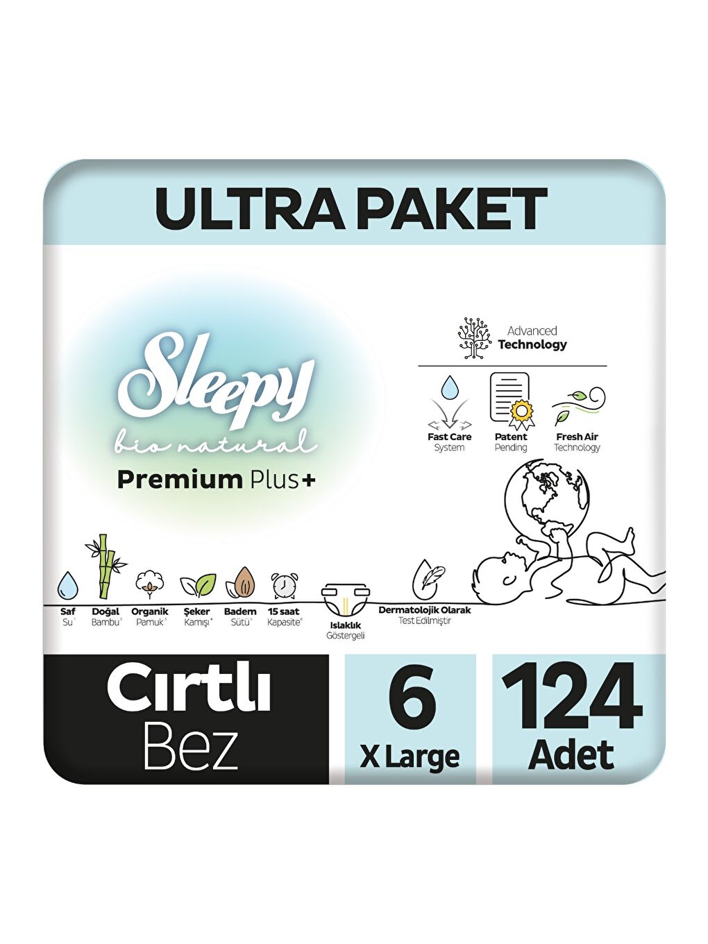 Bio Natural Premium Plus Ultra Paket Bebek Bezi 6 Numara Xlarge 124 Adet