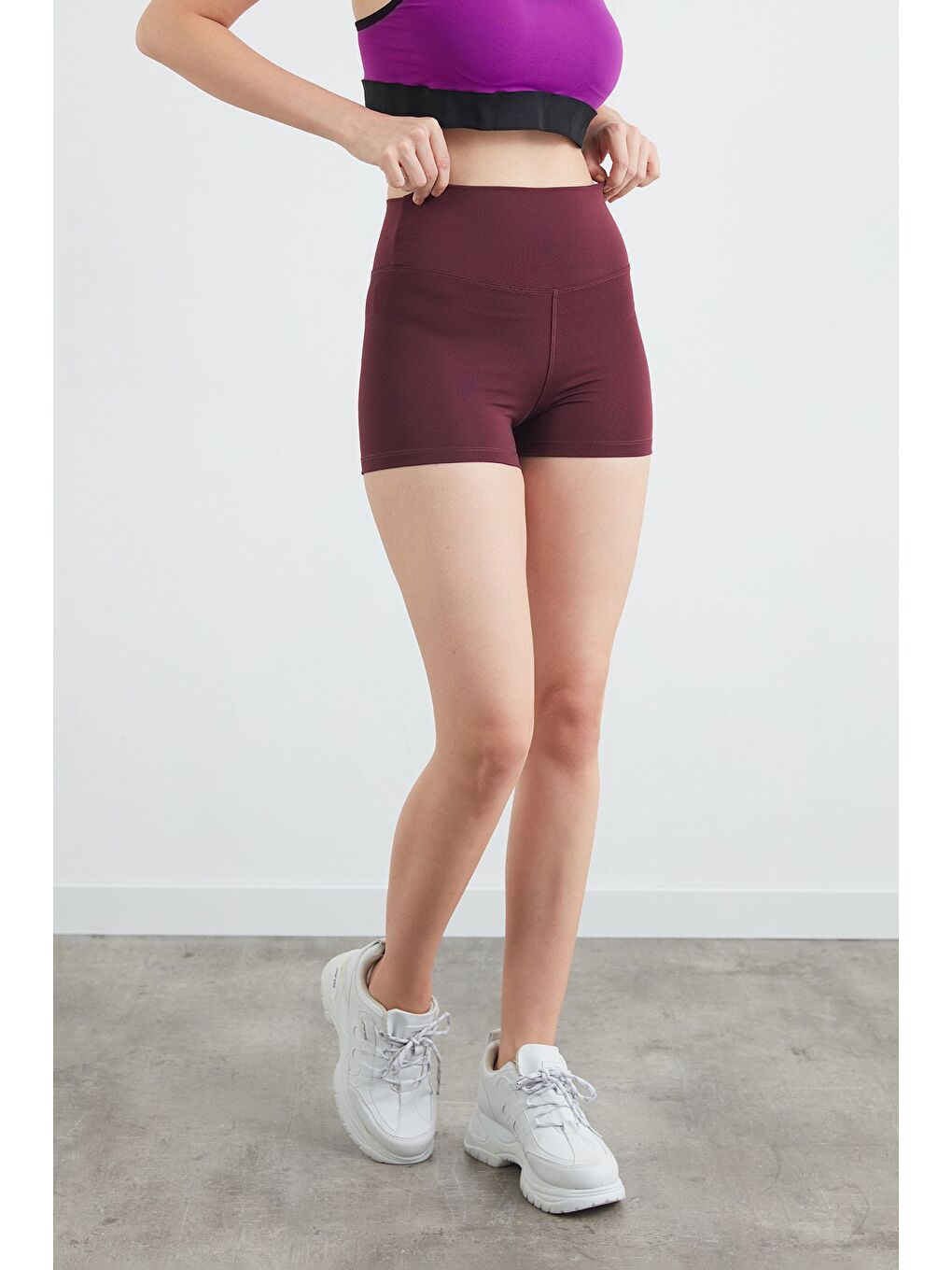 Bordo Active Yazı Baskılı Dalgıç Kumaş Biker Tayt-1