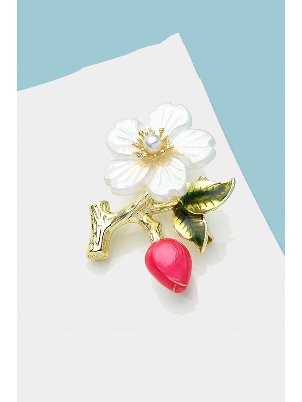 Sarı Sedefli Çiçek Zarif Kadın Broş