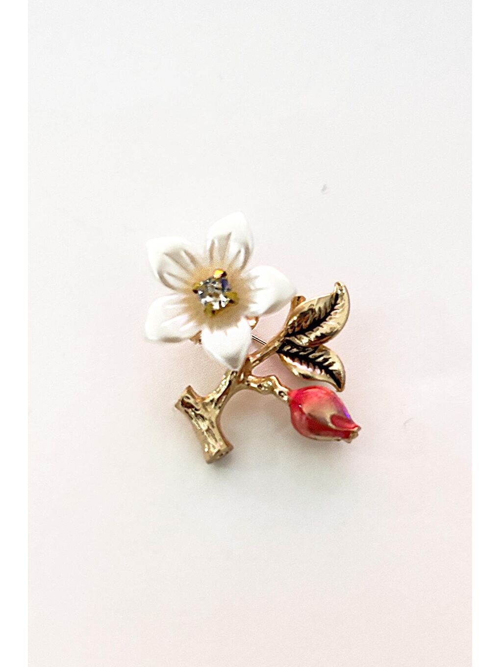 Sarı Sedefli Çiçek Zarif Kadın Broş-5