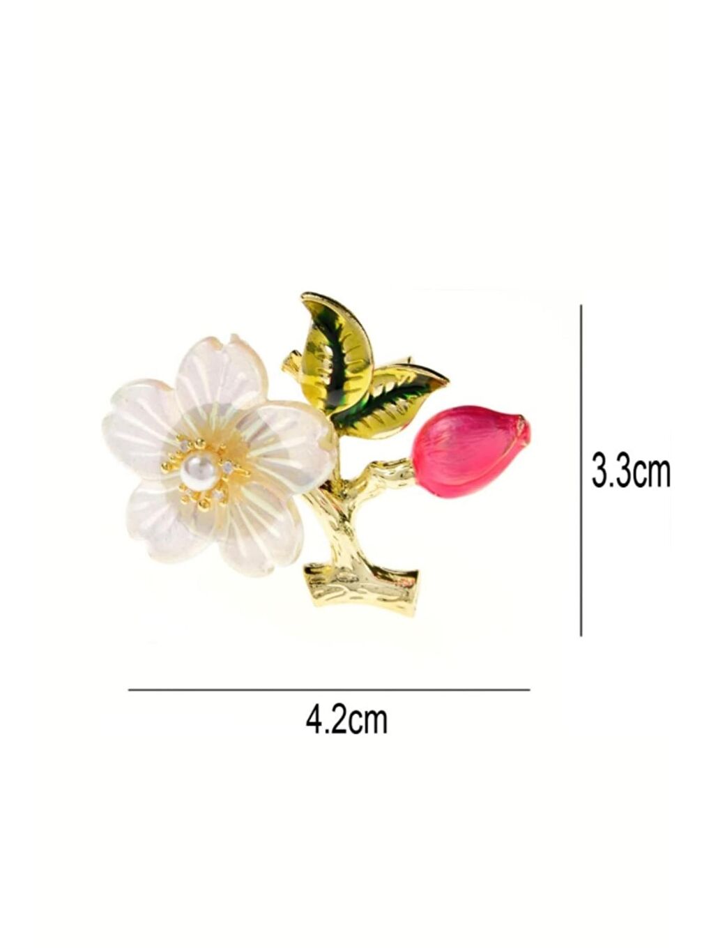 Sarı Sedefli Çiçek Zarif Kadın Broş-6