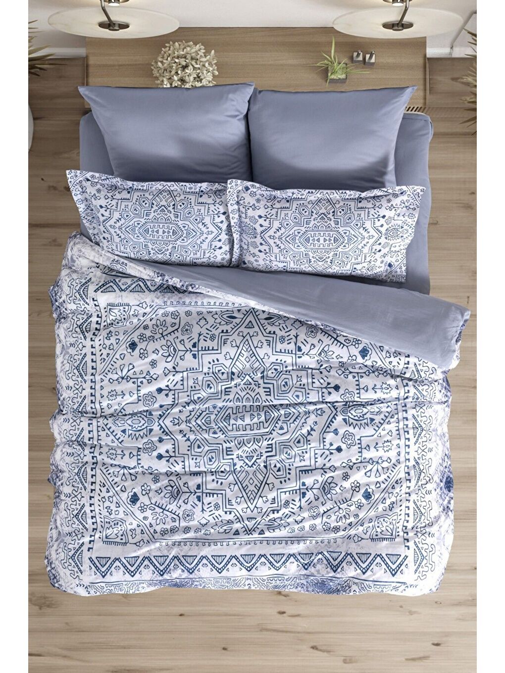 Karışık Çift Kişilik Bambu Saten Nevresim Takımı Jesolo-1