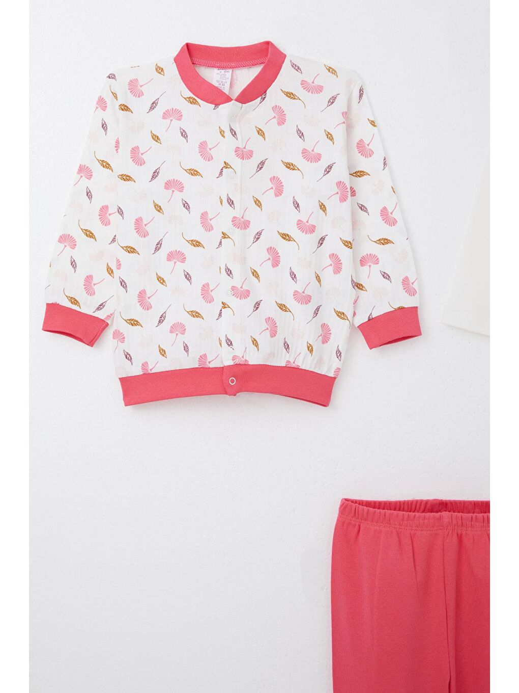 Kız Bebek Zıbınlı 3 Lü Takım Çiçek Desenli Beyaz (4 Ay-1 Yaş)-2