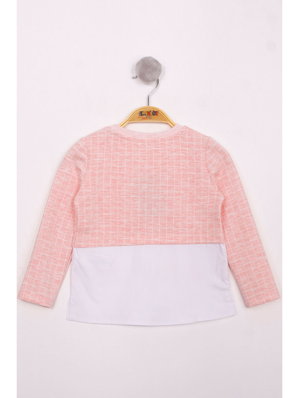 Pembe Kız Çocuk Kareli Kumaşlı Smile Baskılı T-Shirt-1